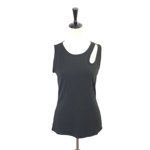 ⚪2/$20 White Birch Black Ribbed Cut Out Detail Tank Top